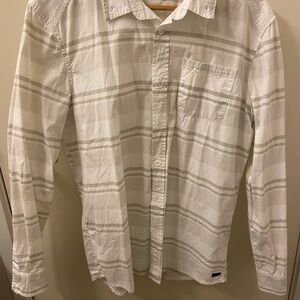 Oakley Men's White Striped Button Down Shirt